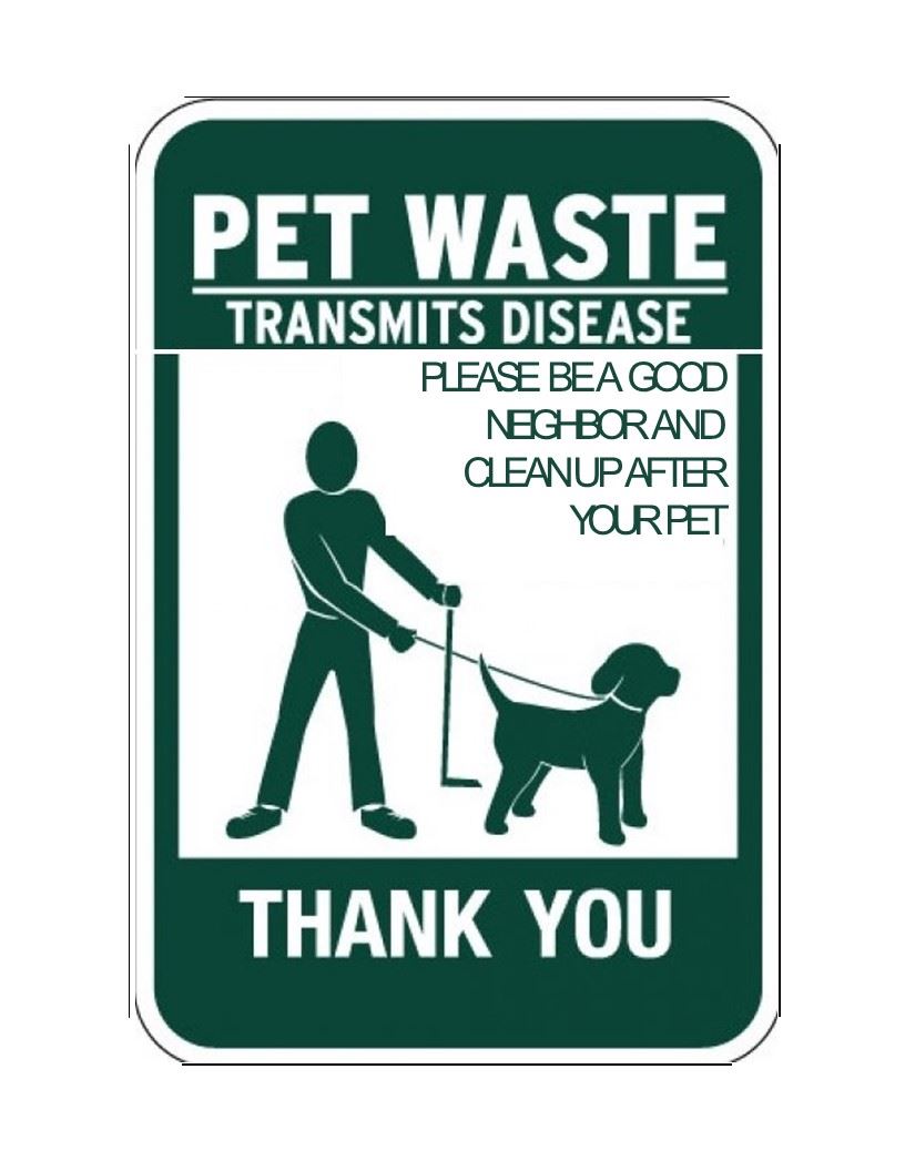 Notice about pet waste spreading disease
